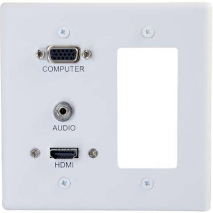Plaque murale décorative double VGA, audio 3,5 mm et HDMI C2G blanche 39877