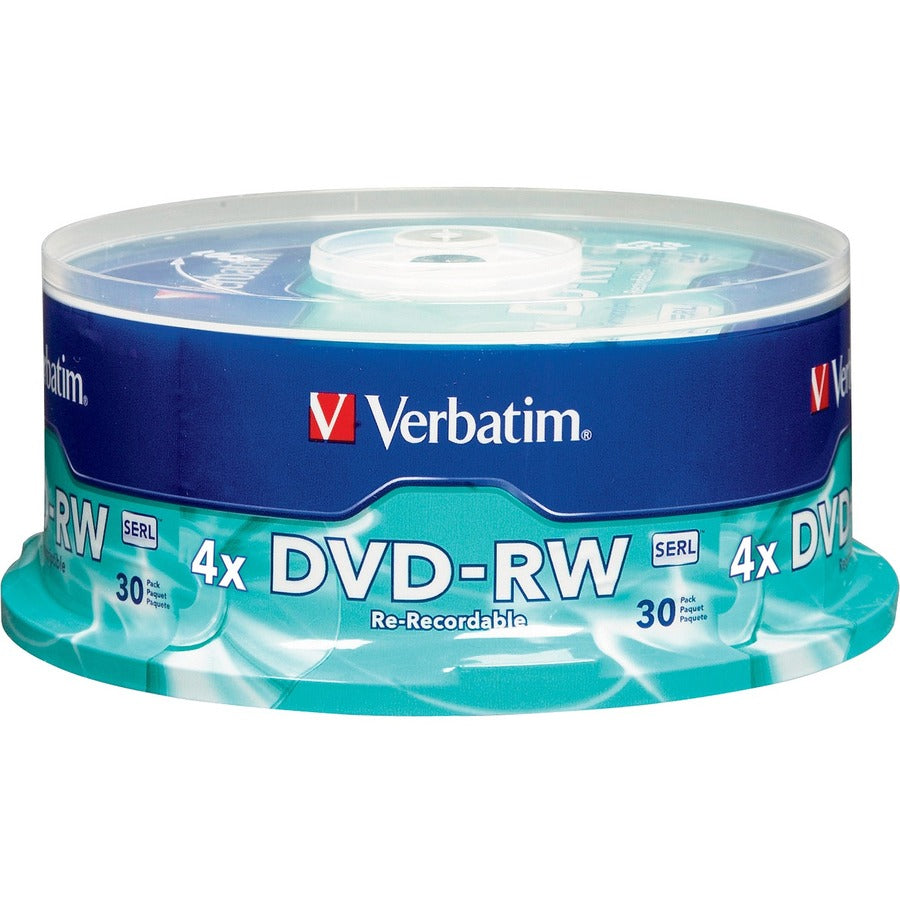 DVD-RW Verbatim 4,7 Go 4X avec surface de marque - 30 pack Spindle 95179