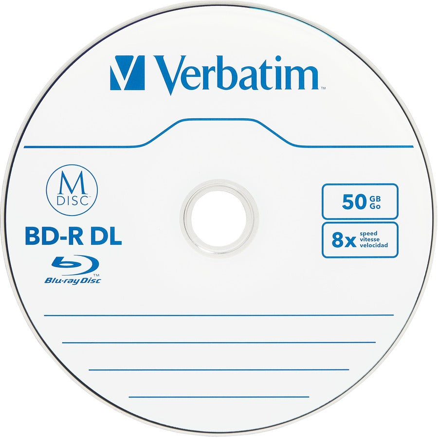 Support enregistrable Blu-ray Verbatim - BD-R DL - 8x - 50 Go - Paquet de 25 Spindle 98924