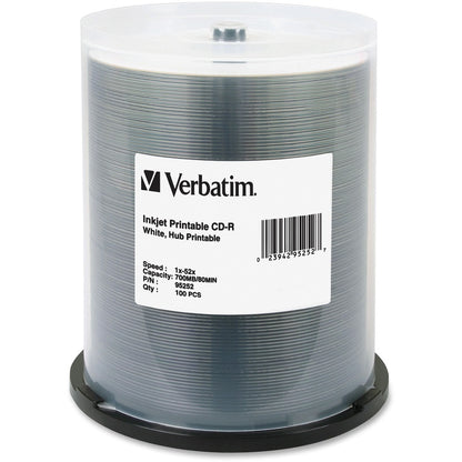 Support enregistrable sur CD Verbatim 95252 - CD-R - 52x - 700 Mo - Paquet de 100 Spindle 95252