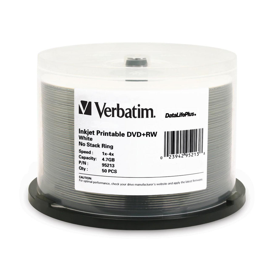 DVD+RW Verbatim 4,7 Go 4X DataLifePlus blanc imprimable par jet d'encre - 50 pack Spindle 95213