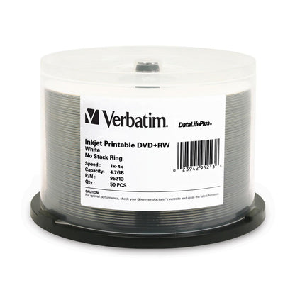 DVD+RW Verbatim 4,7 Go 4X DataLifePlus blanc imprimable par jet d'encre - 50 pack Spindle 95213