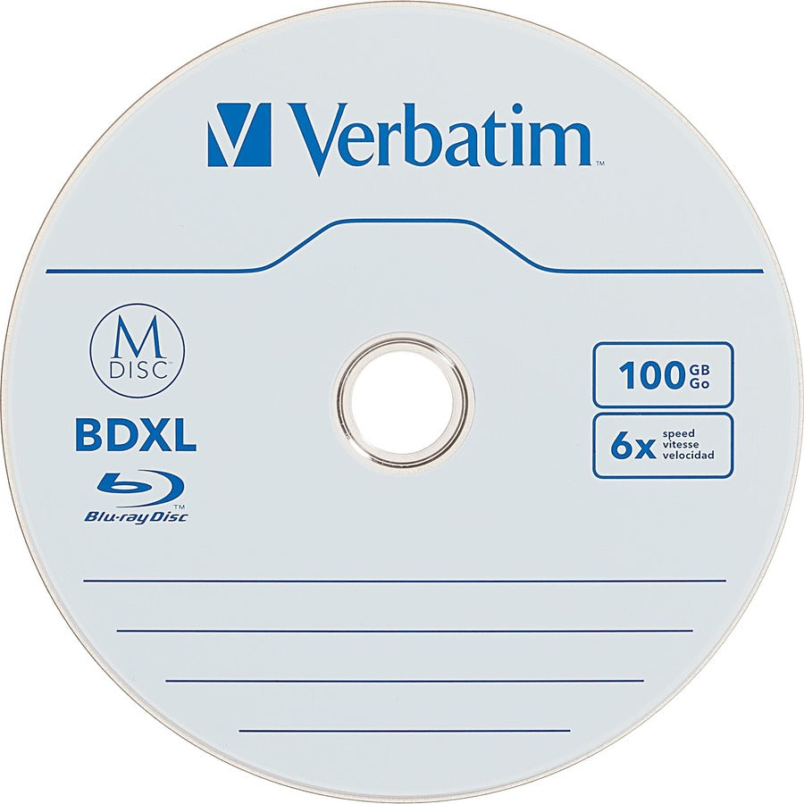 Support enregistrable Blu-ray Verbatim - BDXL - 6x - 100 Go - Lot de 5 boîtiers Jewel 98913
