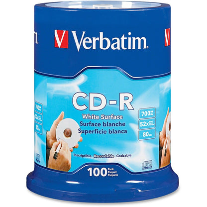 Support enregistrable sur CD Verbatim 94712 - CD-R - 52x - 700 Mo - Paquet de 100 Spindle 94712