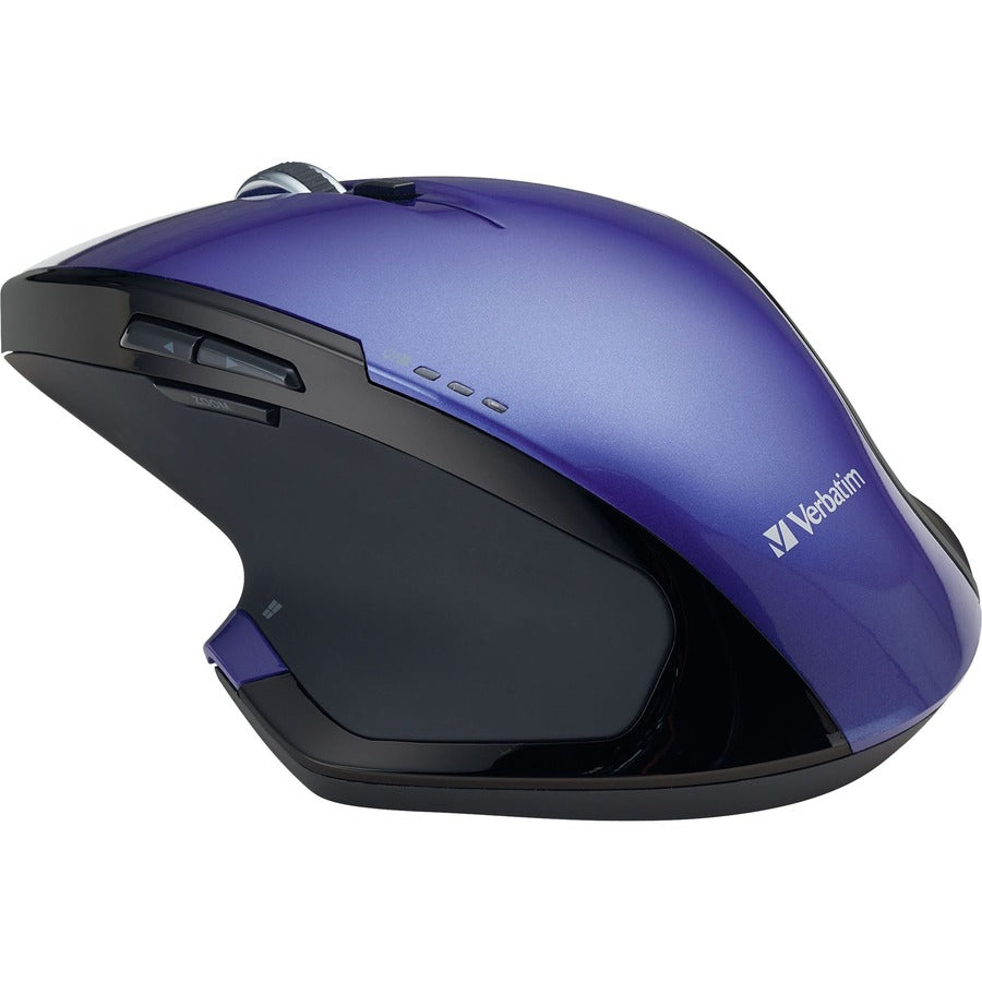 Souris de bureau sans fil Verbatim Deluxe à 8 boutons avec LED bleue - Violet 99020