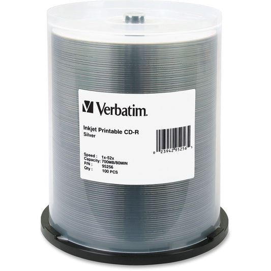 Support enregistrable sur CD Verbatim 95256 - CD-R - 52x - 700 Mo - Paquet de 100 Spindle 95256