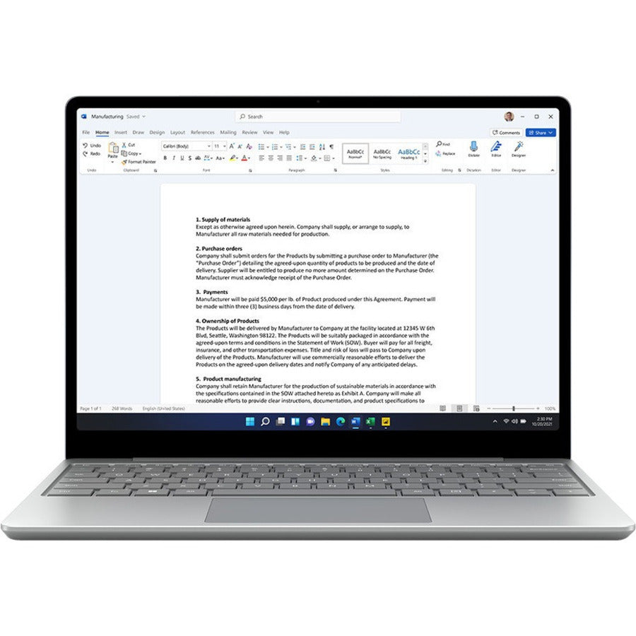 Ordinateur portable à écran tactile Microsoft Surface Laptop Go 2 12,4" - 1536 x 1024 - Intel Core i5 11e génération i5-1135G7 Quad-core (4 cœurs) - 16 Go de RAM totale - 16 Go de mémoire embarquée - 256 Go de SSD - Platinum KYM-00001