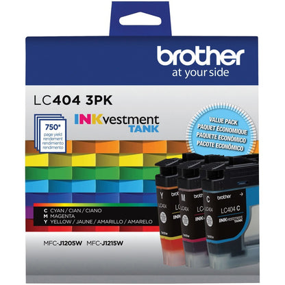 Brother INKvestment LC4043PK Original Standard Yield Inkjet Ink Cartridge - Cyan, Magenta, Yellow - 3 Pack LC4043PKS