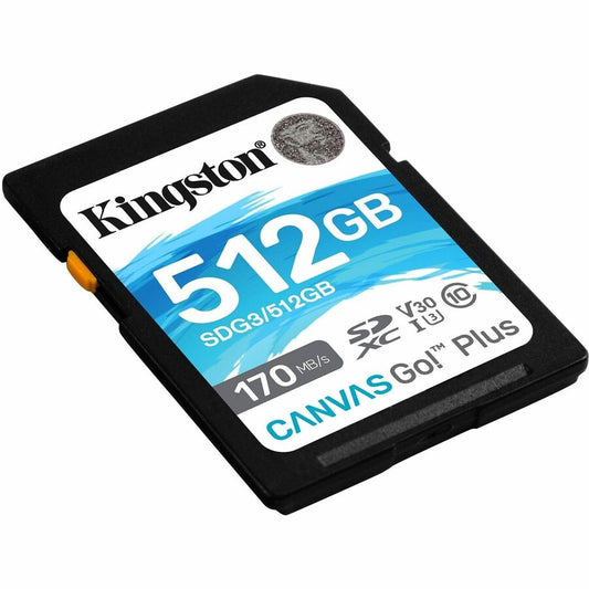 Carte mémoire Kingston Canvas Go! Plus 512 Go Classe 10/UHS-I (U3) V30 SDXC SDG3/512GBCR
