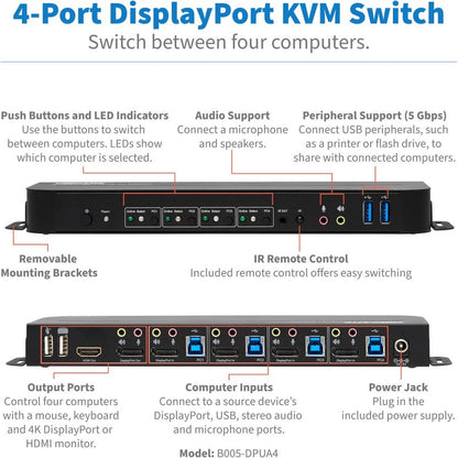 Tripp Lite B005-DPUA4 4-Port DisplayPort/USB KVM Switch B005-DPUA4