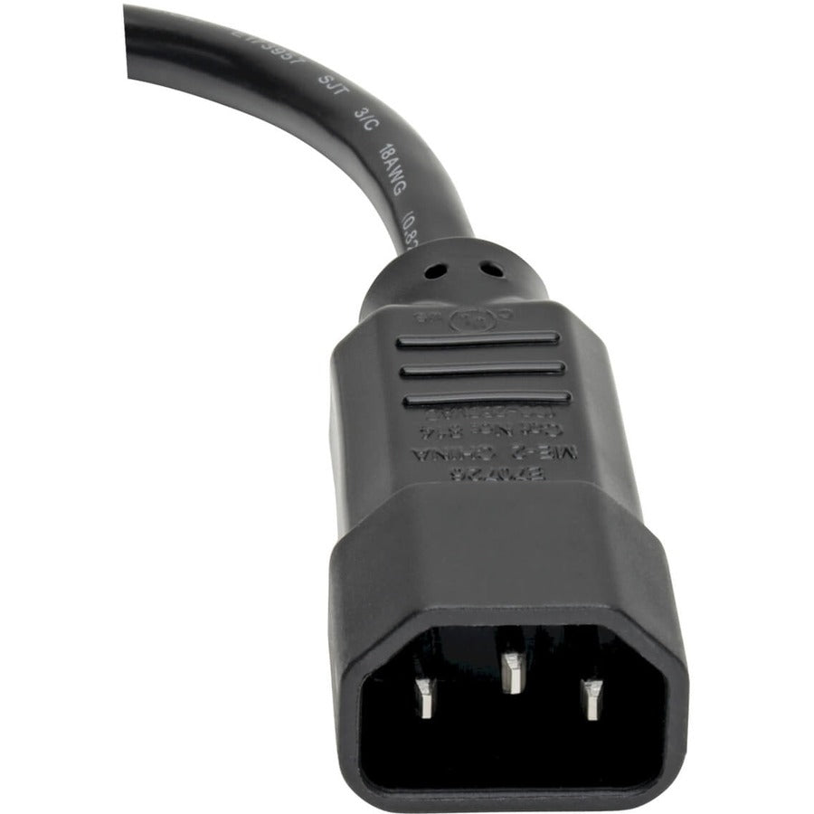 Câble d'extension de cordon d'alimentation pour ordinateur Tripp Lite 1 pi C14 à C13 10 A 18 AWG 1 pi P004-001