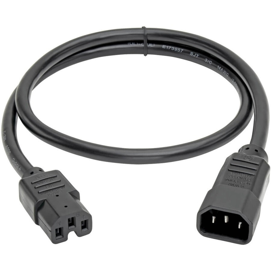 Câble d'alimentation pour ordinateur Tripp Lite 3 pieds C14 à C15 robuste 16 A 14 AWG 3' P018-003
