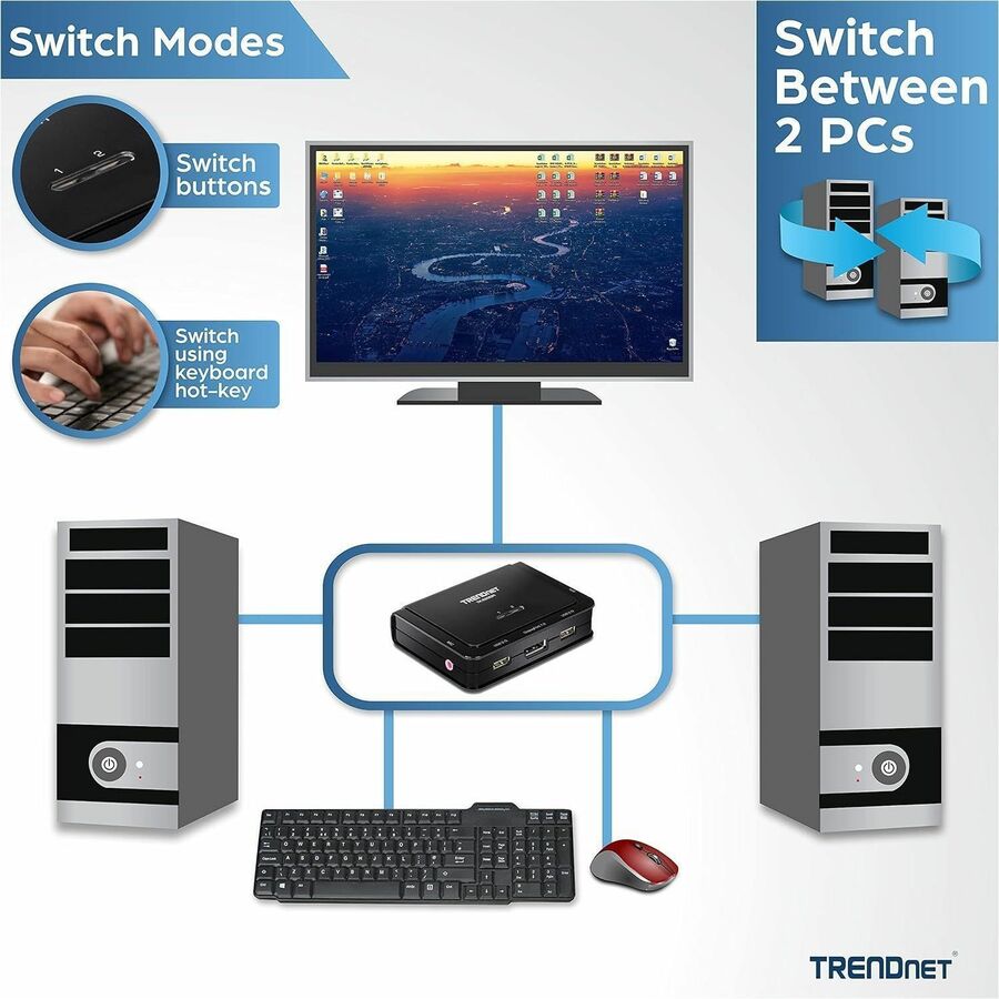 Commutateur KVM DisplayPort 4K à 2 ports TRENDnet TK-220DPi (v1.0R) TK-220DPI