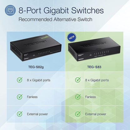 Commutateur de bureau Gigabit à 8 ports TRENDnet TEG-S83