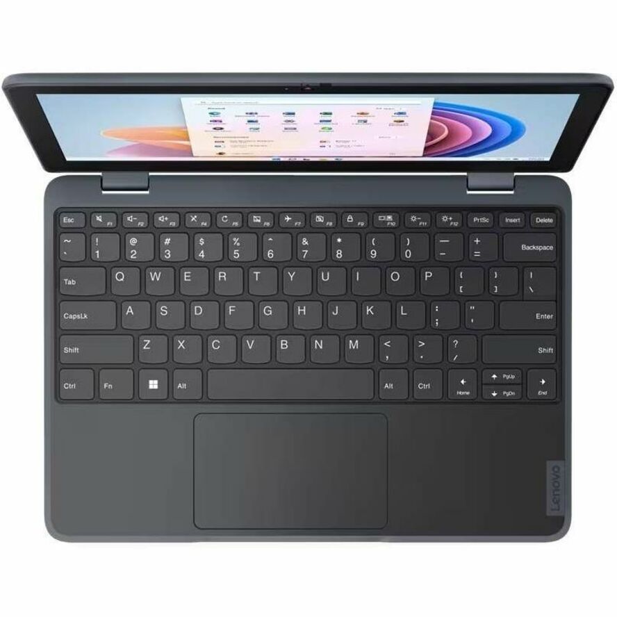 Ordinateur portable Lenovo 100 82VK0005US 11,6" - HD - 1366 x 768 - Intel N100 Quad-core (4 cœurs) 800 MHz - 4 Go de RAM totale - 4 Go de mémoire embarquée - 128 Go SSD - Gris ardoise 82VK0005US