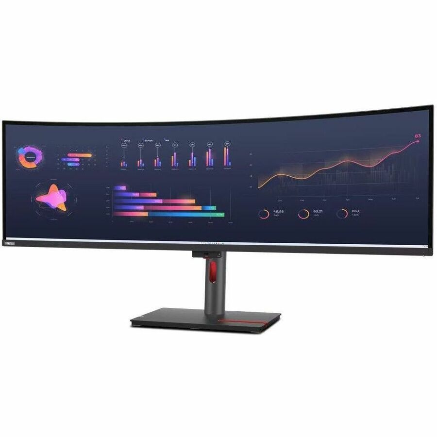 Lenovo ThinkVision P49w-30 49" Class Webcam Dual Quad HD (DQHD) Curved Screen LED Monitor - 32:9 - Raven Black 63DBZAR1US