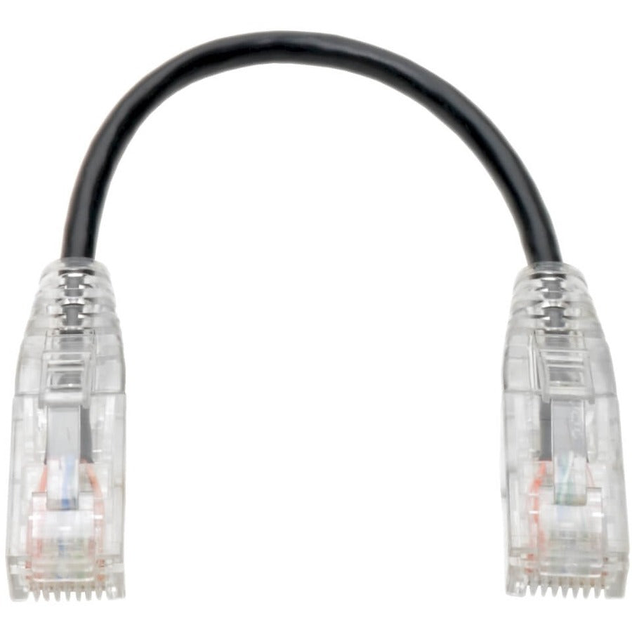 Câble de raccordement UTP Cat6 Tripp Lite par Eaton (RJ45) - M/M, Gigabit, sans accroc, moulé, fin, noir, 6 po N201-S6N-BK