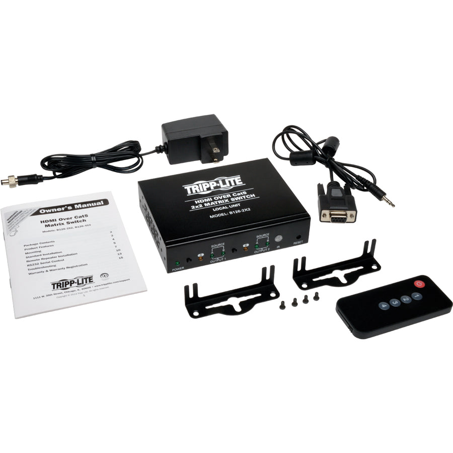 Commutateur répartiteur de matrice HDMI 2 x 2 sur Cat5/Cat6 Tripp Lite par Eaton B126-2X2 B126-2X2