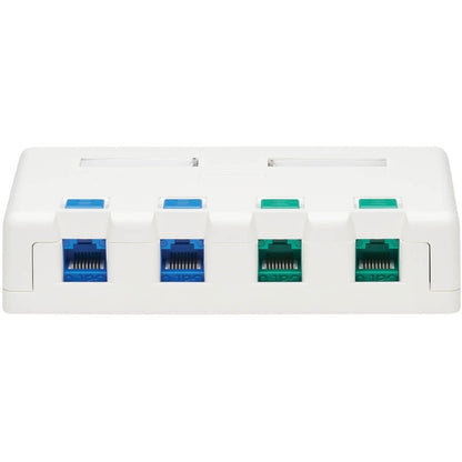 Tripp Lite by Eaton Surface-Mount Box for Keystone Jacks - 4 Ports, White N082-004-WH