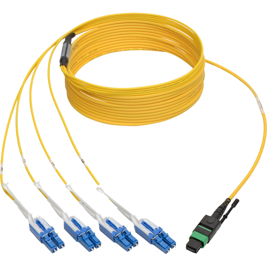 Câble de raccordement monomode MTP/MPO vers 8xLC Tripp Lite by Eaton N390-05M-8LC-AP, jaune, 5 m N390-05M-8LC-AP