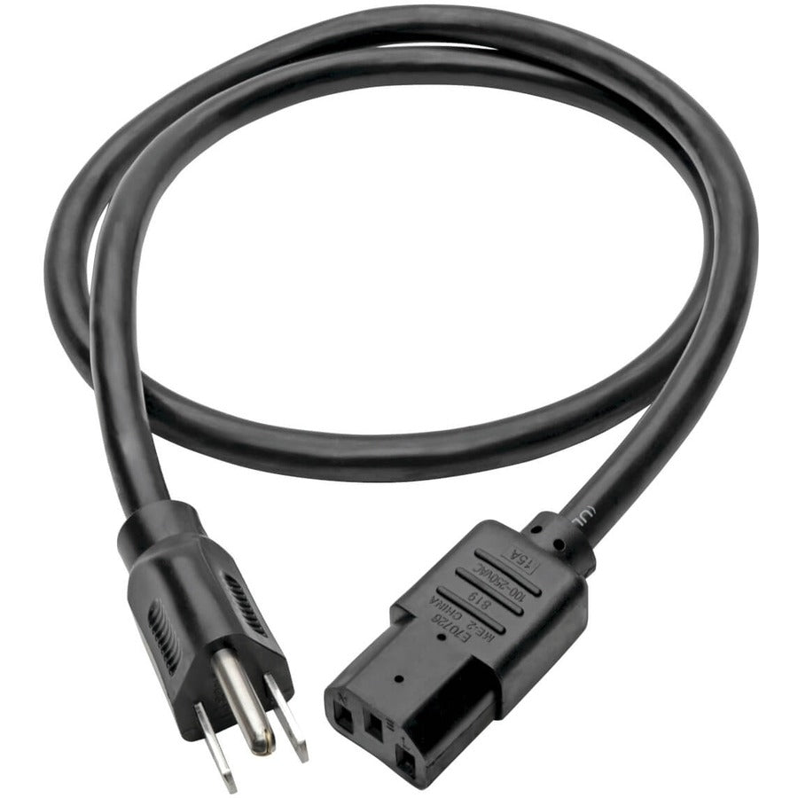 Câble d'alimentation pour ordinateur Tripp Lite 3 pieds 5-15P vers C13 robuste 15A 14AWG 3' P007-003