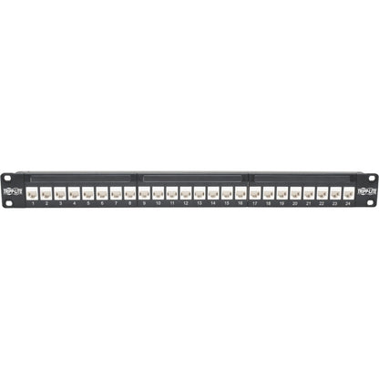 Tripp Lite 24-Port Cat6a Patch Panel Feedthrough Rackmount RJ45 Ethernet 1U N254-024-6A