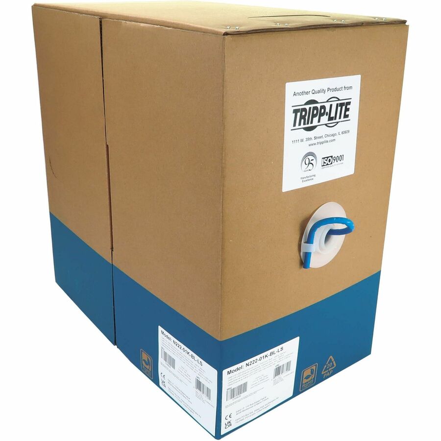 Câble Ethernet UTP Cat6 1G à âme solide Tripp Lite par Eaton, LSZH, bleu, 305 m (1 000 pi) N222-01K-BL-LS