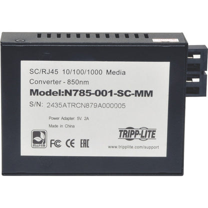 Tripp Lite by Eaton 10/100/1000 SC Multimode Media Converter, 550M, 850nm N785-001-SC-MM