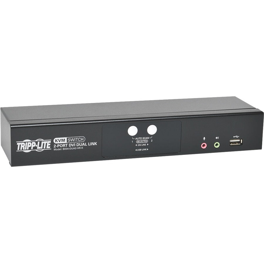 Commutateur KVM double liaison DVI / USB à 2 ports Tripp Lite par Eaton avec audio et câbles B004-DUA2-HR-K