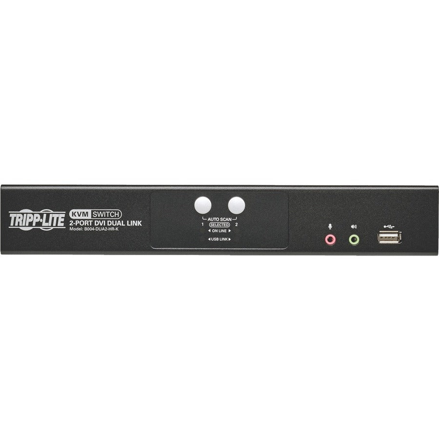 Commutateur KVM double liaison DVI / USB à 2 ports Tripp Lite par Eaton avec audio et câbles B004-DUA2-HR-K