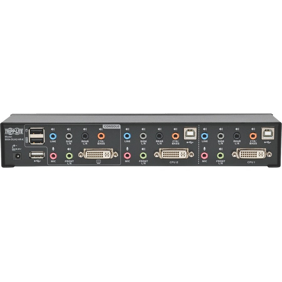 Commutateur KVM double liaison DVI / USB à 2 ports Tripp Lite par Eaton avec audio et câbles B004-DUA2-HR-K