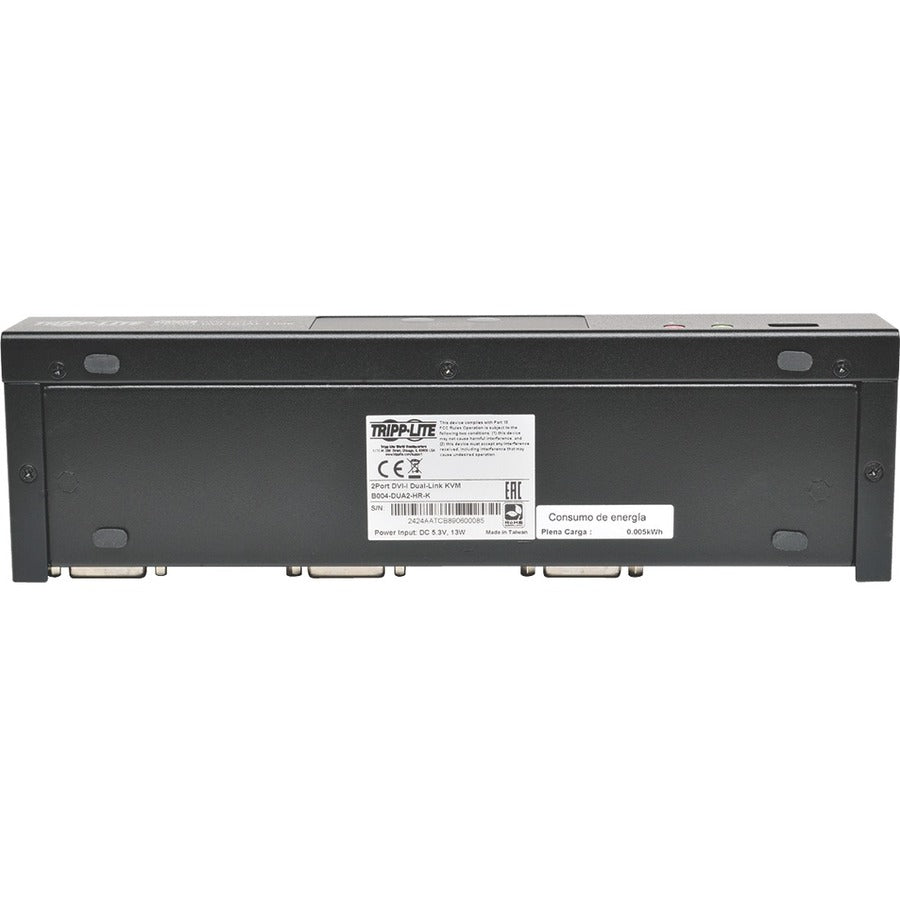 Commutateur KVM double liaison DVI / USB à 2 ports Tripp Lite par Eaton avec audio et câbles B004-DUA2-HR-K