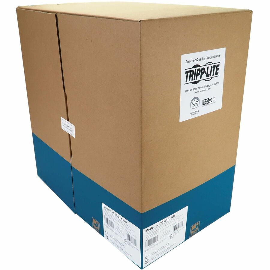 Câble Ethernet UTP Cat6a 10G à âme solide Tripp Lite by Eaton, homologué CMR, blanc, 305 m (1 000 pi) N223-01K-WH