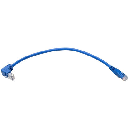 Câble de raccordement UTP Cat6 coudé vers le haut Tripp Lite par Eaton (RJ45) - 1 pi, M/M, Gigabit, moulé, bleu N204-001-BL-UP