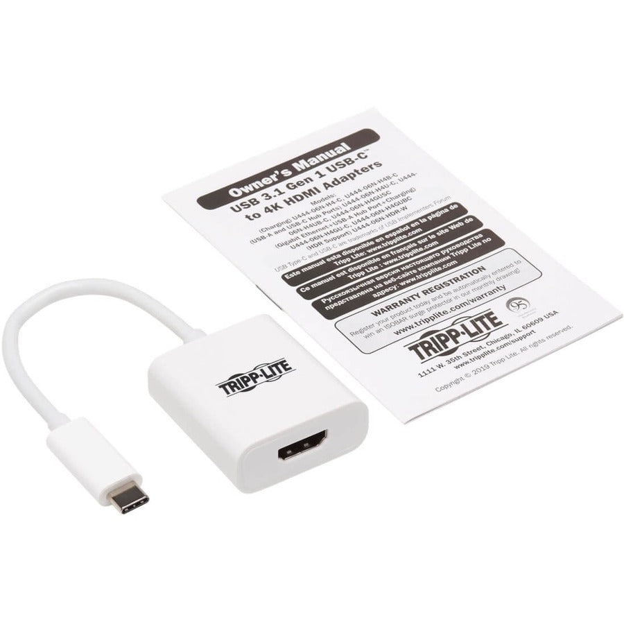 Adaptateur USB-C 3.1 vers HDMI 4K Tripp Lite par Eaton - M/F, blanc U444-06N-HDR-W