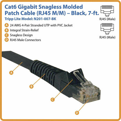 Câble de raccordement UTP Cat6 Tripp Lite N201-007-BK