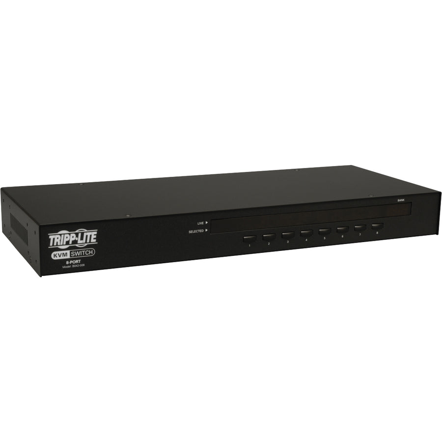 Commutateur KVM USB/PS2 à 8 ports pour montage en rack 1U de Tripp Lite - Boîtier en acier B042-008