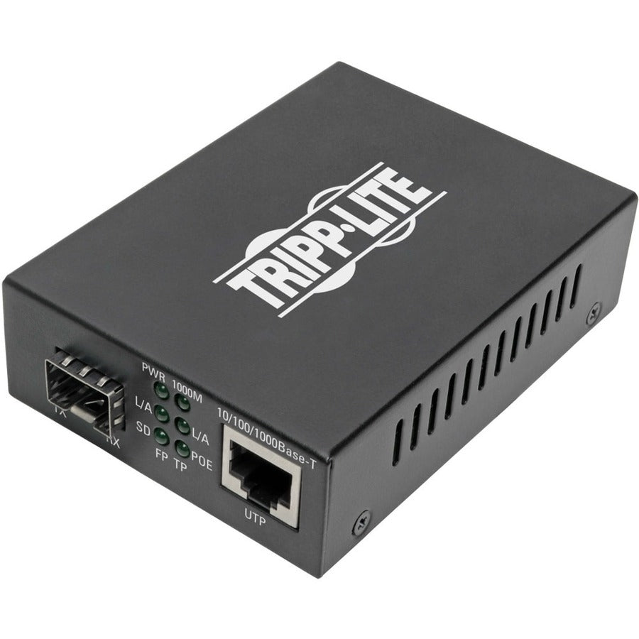 Convertisseur de média fibre vers Ethernet Gigabit SFP Tripp Lite par Eaton, POE+ - 10/100/1000 Mbps N785-P01-SFP