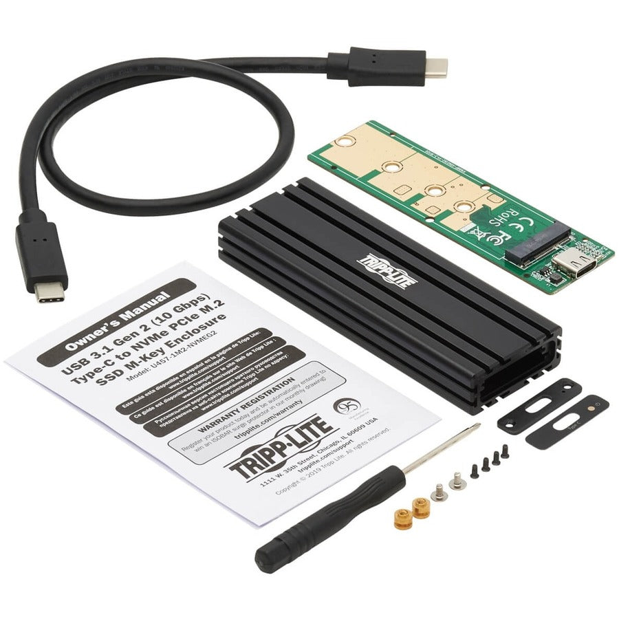 Boîtier de disque dur Tripp Lite by Eaton U457-1M2-NVMEG2 - Interface hôte USB 3.1 (Gen 2) Type C - Prise en charge UASP externe - Noir U457-1M2-NVMEG2