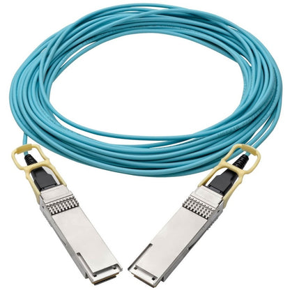 Câble optique actif Tripp Lite by Eaton QSFP28 vers QSFP28 - 100 GbE, AOC, M/M, Aqua, 15 m (49,2 pi) N28H-15M-AQ