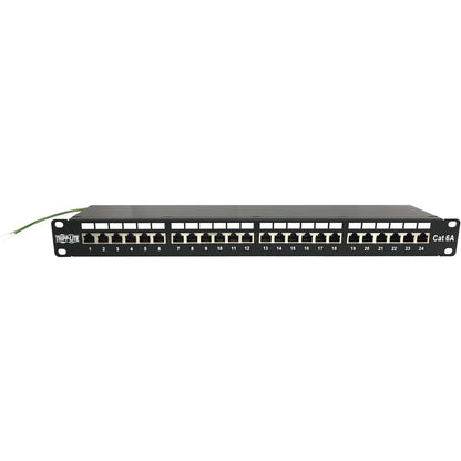 Tripp Lite by Eaton 24-Port Cat6a Shielded Patch Panel - 10 Gbps, STP, 110 Punch Down, RJ45, 1U, TAA N252-024-6A-SH