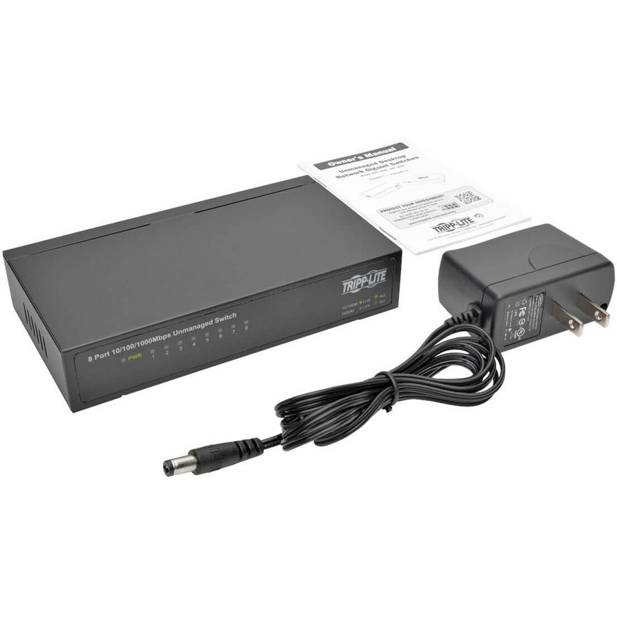 Commutateur Gigabit Ethernet non géré de bureau Tripp Lite by Eaton 8 ports 10/100/1000 Mbps, boîtier métallique NG8