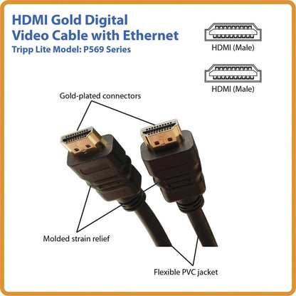 Câble HDMI haute vitesse Tripp Lite 25 pieds avec Ethernet Vidéo numérique / audio 4K x 2K M/M 25' P569-025