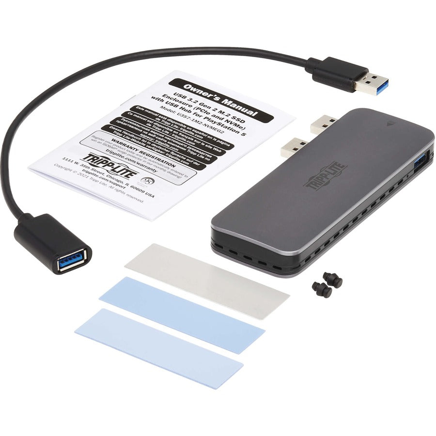 Boîtier de disque dur Tripp Lite by Eaton U357-1M2-NVMEG2 - Interface hôte USB 3.2 (Gen 2) Type A - Prise en charge UASP externe - Gris foncé U357-1M2-NVMEG2