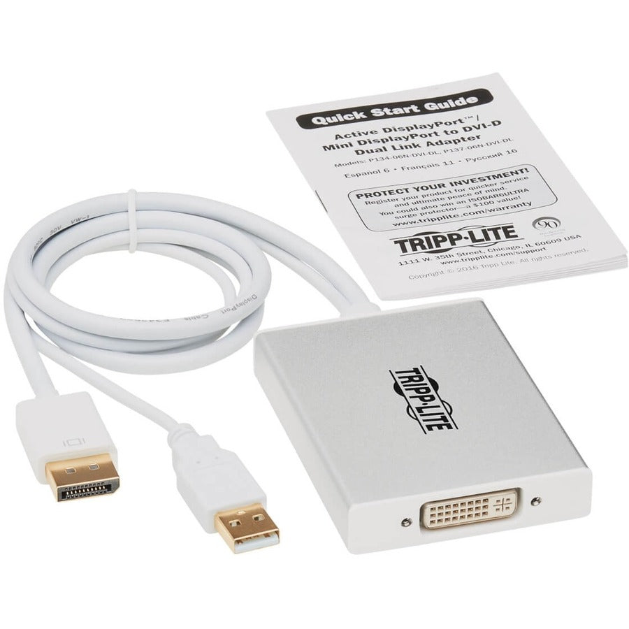 Convertisseur actif DisplayPort vers DVI Dual-Link (M/F) Tripp Lite by Eaton P134-06N-DVI-DL, 6 pouces P134-06N-DVI-DL