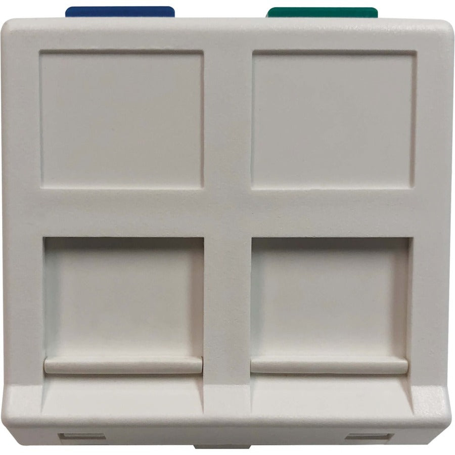 Module d'insertion de style européen à 2 ports Tripp Lite by Eaton, module coudé à obturateur non chargé, languettes d'icône, blanc N042E-WM2-SAT