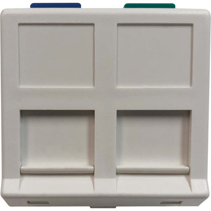 Module d'insertion de style européen à 2 ports Tripp Lite by Eaton, module coudé à obturateur non chargé, languettes d'icône, blanc N042E-WM2-SAT