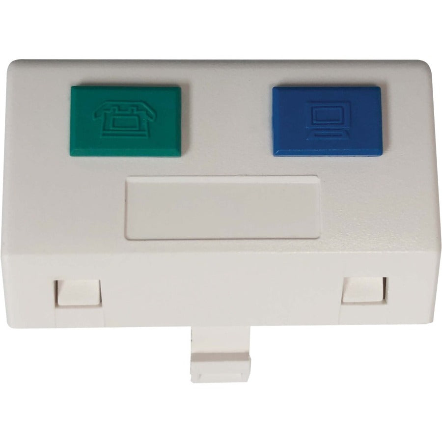 Module d'insertion de style européen à 2 ports Tripp Lite by Eaton, module coudé à obturateur non chargé, languettes d'icône, blanc N042E-WM2-SAT