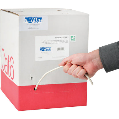 Câble en PVC Cat6 Gigabit à âme pleine en vrac de Tripp Lite par Eaton, blanc, 1 000 pi N224-01K-WH