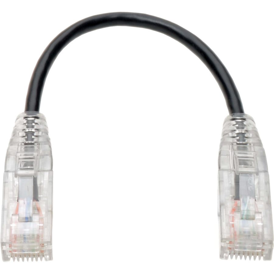 Câble de raccordement UTP Cat6 Tripp Lite par Eaton (RJ45) - M/M, Gigabit, sans accroc, moulé, fin, noir, 8 po N201-S8N-BK